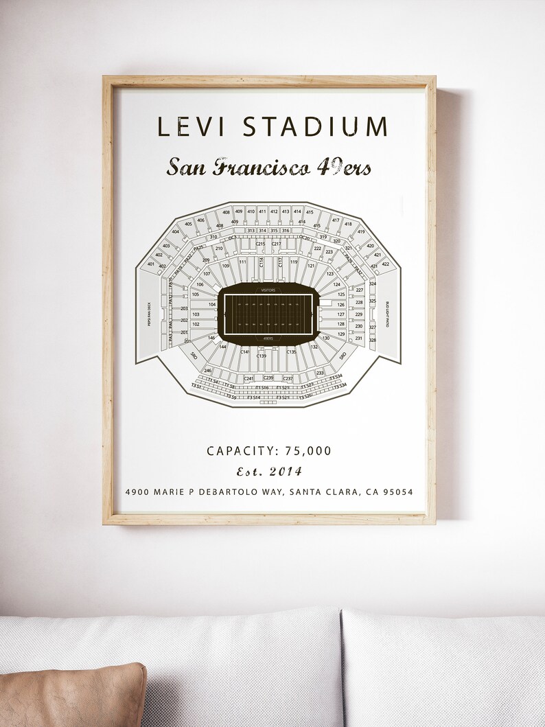 San Fransisco 49ers Levi Stadium Seating Chart San Francisco Etsy