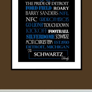 Detroit Lions Print or Canvas housewarming gift for couplevalentines day gift for him