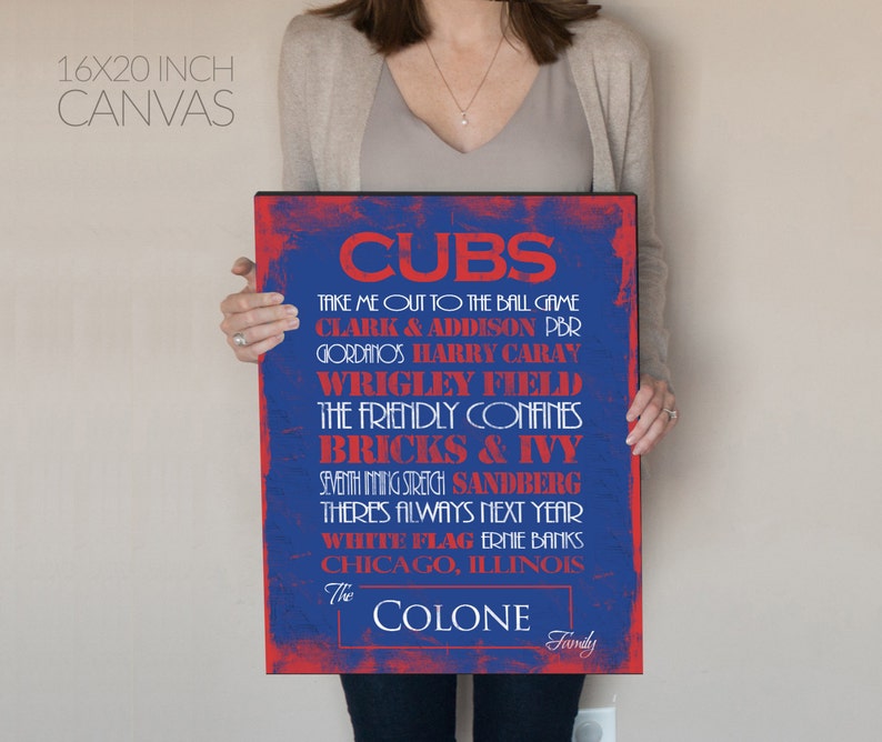 Chicago Cubs Print or Canvas. Mens Personalized. personalized cubs. . 2016 world series. chicago cubs 2016. wrigley field canvas. cubs image 3