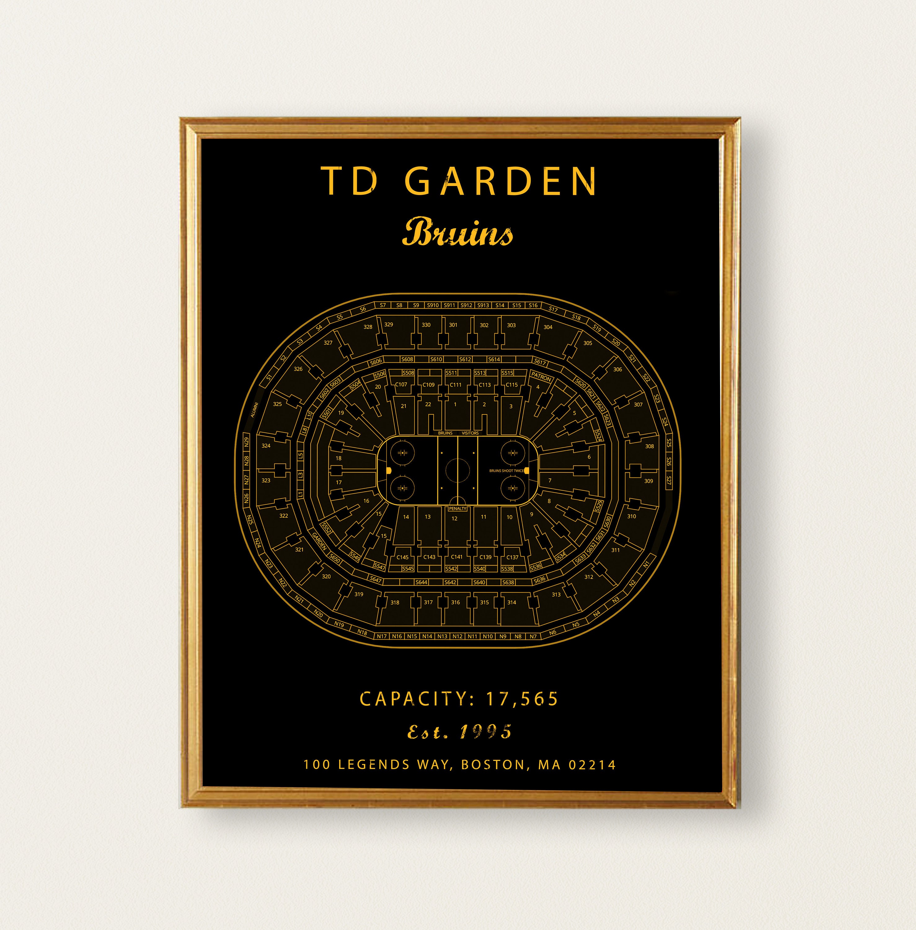  Boston - TD Garden - Basketball Seating Map - 20x20 Gallery  Wrapped Canvas Wall Art: Posters & Prints