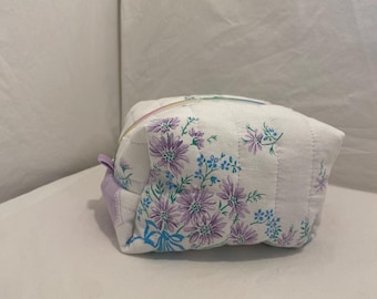 Återvunnen blommig dragkedja, sminkväska i vintagestil, researrangör