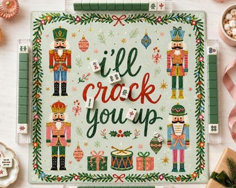 Tapete de Mahjong Cascanueces Navideño, Tapete para Juego de Mahjong Festivo, Regalo Festivo de Mahjong Navideño, Tapete Colorido para Noche de Juego Cascanueces