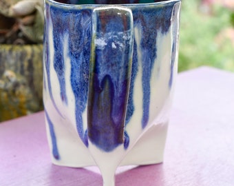 Colorful Tripod Mug. Handmade, Unique, Multicolored Drippy