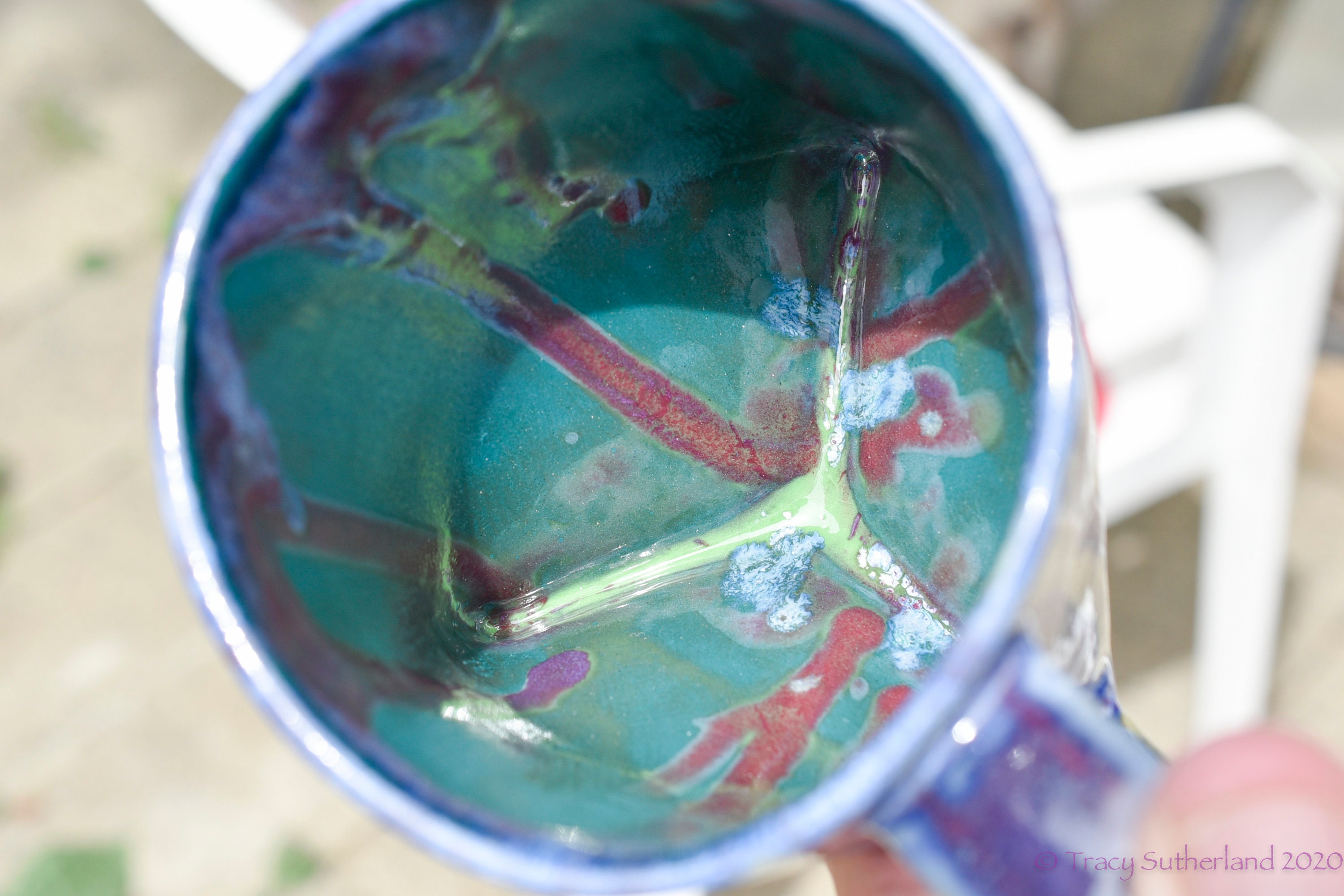 Colorful Tripod Mug. Handmade, Unique, Multicolored Drippy