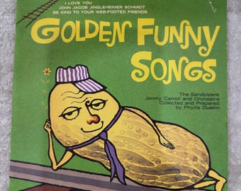 Vintage Little Golden Record Golden Funny Songs 78 RPM Yellow Vinyl | Children's Record | Nursery Songs | Record No. 736