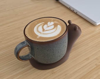 Ceramic Snail Mug and Coaster Set – Coffee Lover Desk Companion
