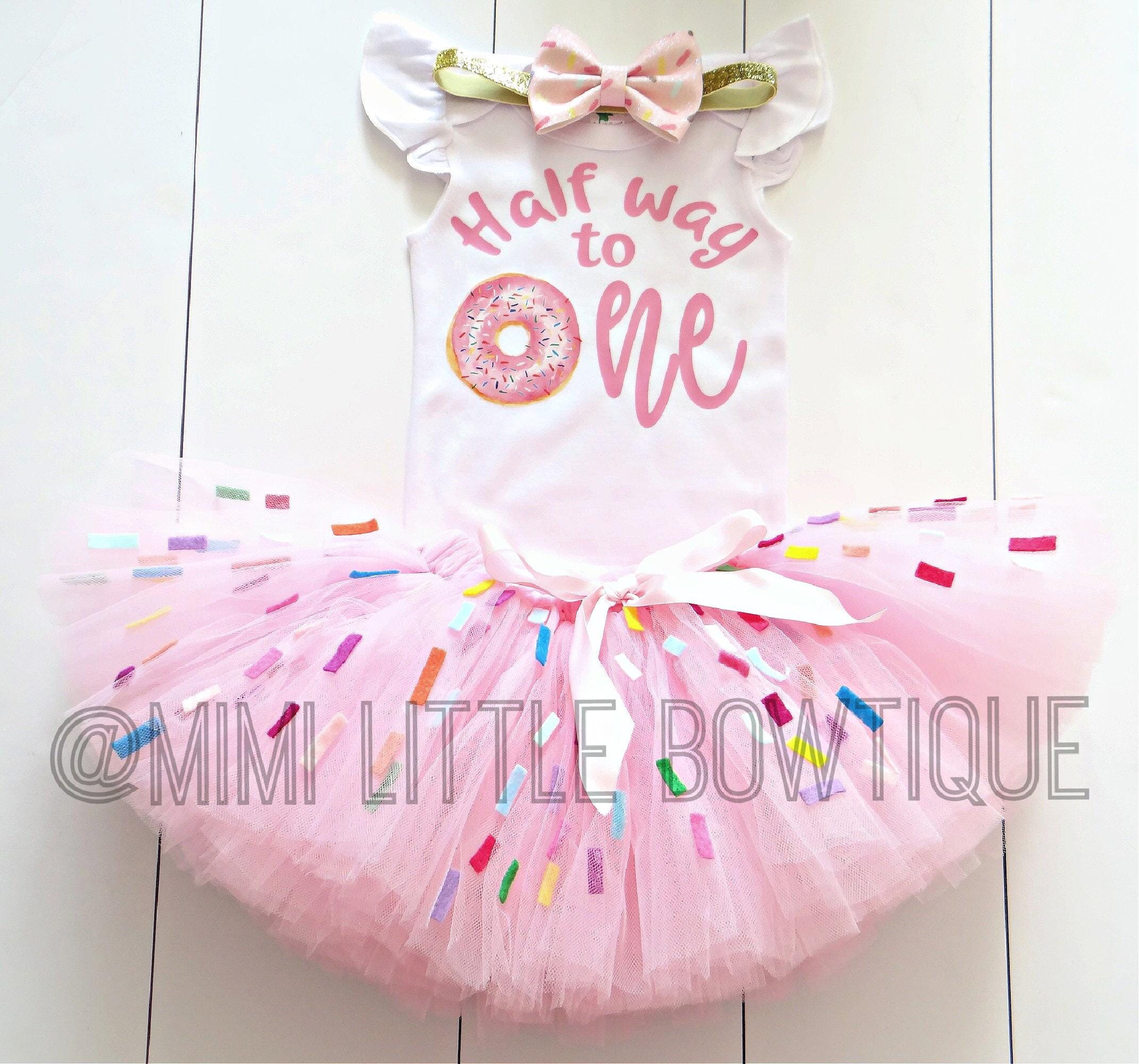 half birthday tutu dress Girl's Half Birthday Beauty Outfit Short Sleeve / 9m Onepiece main image 1