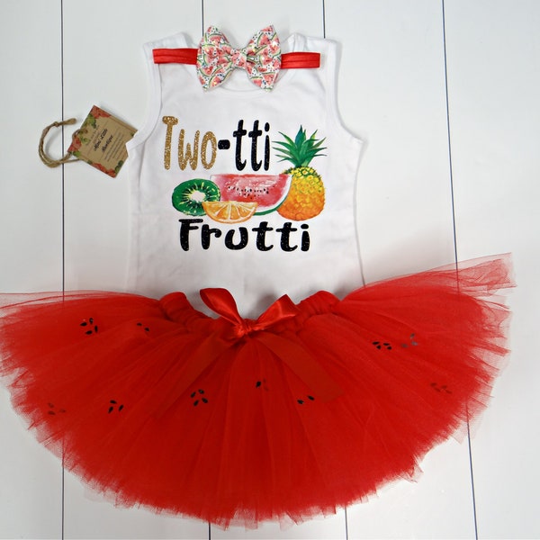 Twotti Frutti Birthday outfit- Tutti- Frutti  2nd birthday outfit- Watermelon girl shirt- second birthday girl outfit- second girl Birthday