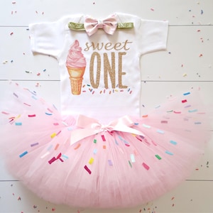 Sweet One Birthday sprinkle Ice Cream tutu, Sprinkle First Birthday outfit girl,  ice cream sundae first Birthday Girl outfit