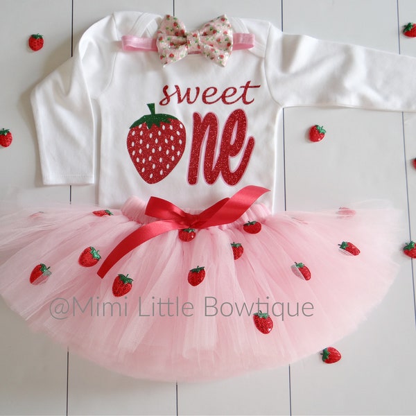 Strawberry Sweet one first birthday outfit-  Long sleeved shirt- Sweet one strawberry Birthday party- strawberry birthday long sleeve shirt