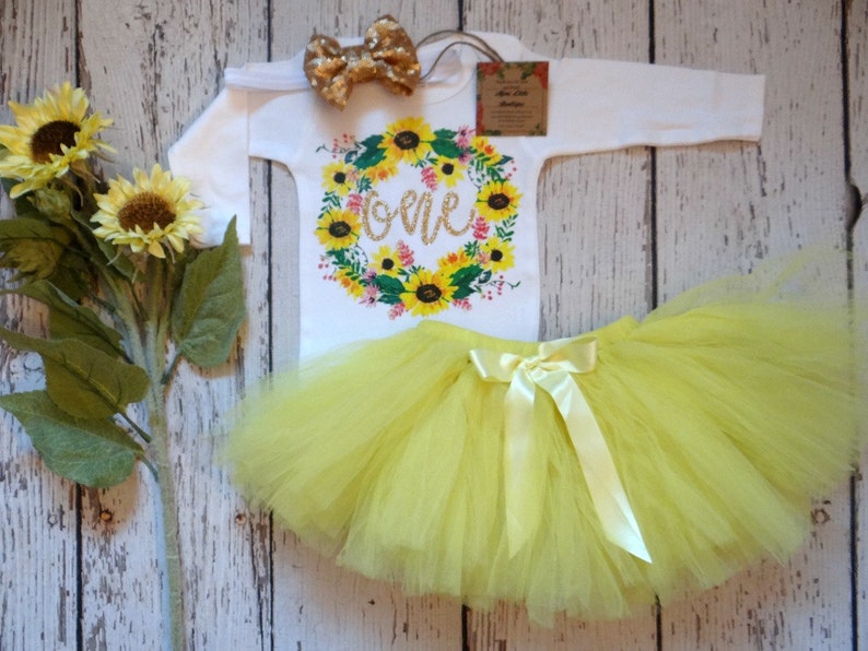 sunflower first birthday outfit