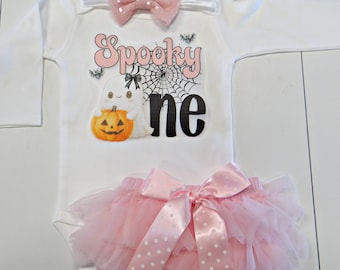 Spooky cute ghost one Birthday outfit for baby girl,  Halloween outfit, Spooky one birthday, First Birthday outfit girl, Spooky One shirt
