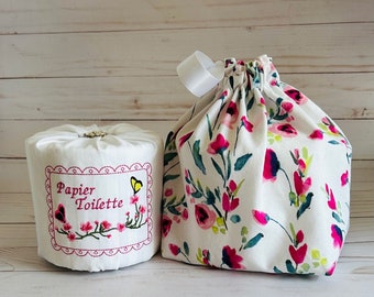 Toilet Paper Cover, Set of Two, Bath Tissue, Toilet Paper Pouch, Papier Toilette Cover, L'amour, Love, Bathroom Upgrade