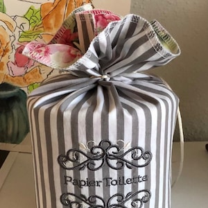 Embroidered Toilet Paper Cover, Wrap & Tuck, Reversible Toilet Paper Cover, Washable Toilet Paper Cover, FITS LARGER ROLL