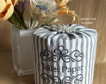 Toilet Paper Roll Cover, Wrap & Tuck, Embroidered Bathroom Decor, Papier Toilette, Elevated Bathroom BROOCH NOT INCLUDED