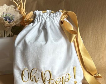 Oh Poop!, Toilet Paper Storage, Bathroom Tissue Holder, Embroidered Drawstring Bag, Elevated Bathroom, Fancy Bathroom, I Love Gold