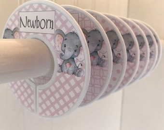 Baby Closet Dividers Organizers Clothes Dividers Pink Gray Elephant Nursery Decor Baby Shower Gift