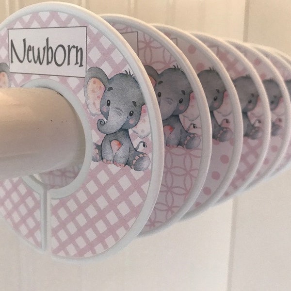 Baby Closet Dividers Organizers Clothes Dividers Pink Gray Elephant Nursery Decor Baby Shower Gift