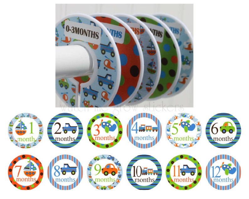 5 Baby Closet Dividers Clothes 12 Monthly Stickers Image 0