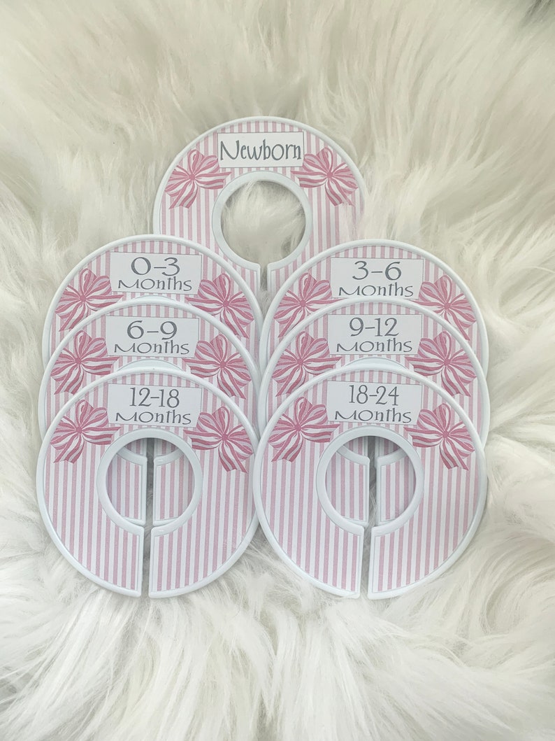 Baby Closet Dividers / Clothes Organizers / Size Organizers / Baby Clothes Sizes / Clothes Dividers / Pink Bows image 6