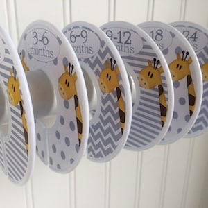 Baby Closet Dividers Organizers Clothes Dividers Giraffes Baby Shower Gift Gray and White