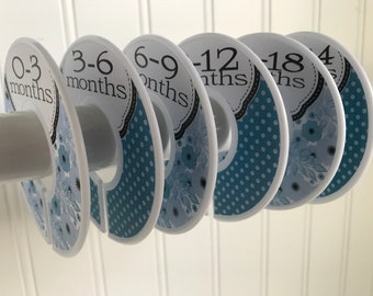 Baby Closet Dividers Size Organizers Baby Clothes Size Dividers Teal Blue Floral