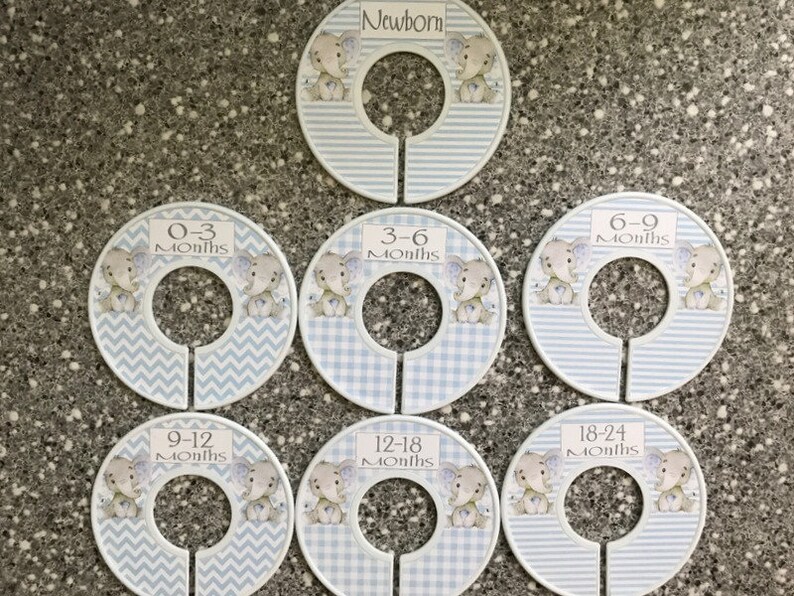 Baby Closet Dividers Organizers Clothes Dividers Size Organizers Clothes Organizers Blue Gray Elephant image 4