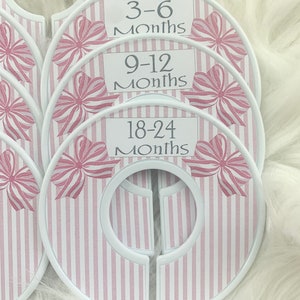 Baby Closet Dividers / Clothes Organizers / Size Organizers / Baby Clothes Sizes / Clothes Dividers / Pink Bows image 5