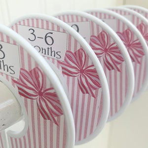 Baby Closet Dividers / Clothes Organizers / Size Organizers / Baby Clothes Sizes / Clothes Dividers / Pink Bows image 1