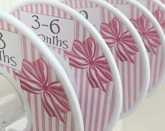 Baby Closet Dividers / Clothes Organizers / Size Organizers / Baby Clothes Sizes / Clothes Dividers / Pink Bows