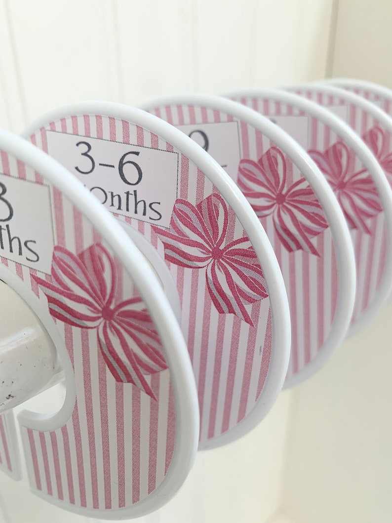 Baby Closet Dividers / Clothes Organizers / Size Organizers / Baby Clothes Sizes / Clothes Dividers / Pink Bows image 1