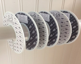 Baby Closet Dividers Organizers Clothes Dividers Arrows Gray White Tribal Nursery Decor