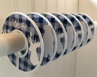 Baby Closet Dividers Clothes Dividers Organizers Deer Bear Nursery Decor Navy Buffalo Check Nursery Decor