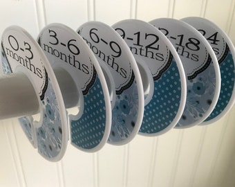 Baby Closet Dividers Size Organizers Baby Clothes Size Organizers Floral Nursery Decor Teal