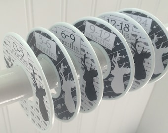 Baby Closet Dividers Boy Closet Organizers Clothes Dividers Deer Closet Dividers Baby Shower Gift Dark Gray Tribal