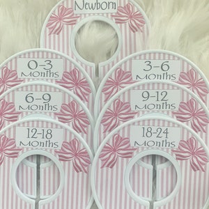 Baby Closet Dividers / Clothes Organizers / Size Organizers / Baby Clothes Sizes / Clothes Dividers / Pink Bows image 2