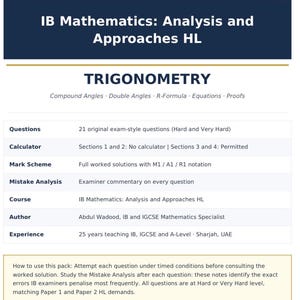 IB Maths AA NS Questions pratiques sur la trigonométrie | Solutions adaptées | Analyse de l'examinateur (pdf)