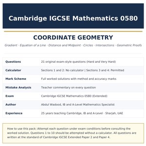Cambridge IGCSE 0580 Coordinate Geometry Practice Questions | Worked Solutions (pdf)