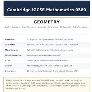 Cambridge IGCSE 0580 Geometry Practice Questions | Worked Solutions (pdf)