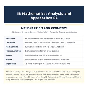 Esercizi e soluzioni per la sezione di Misurazione e Geometria del programma IB AA SL (PDF)