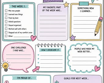 My First Week Reflection Printable