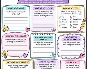 My First Day of School Reflection Printable