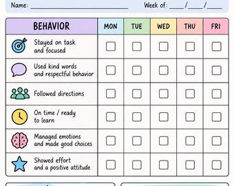 Printable Individual Student Behavior Monitoring