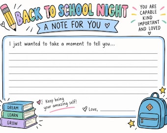 Back to School Night Parent Note