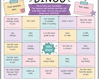 Classmate Bingo Back to School Community Builder