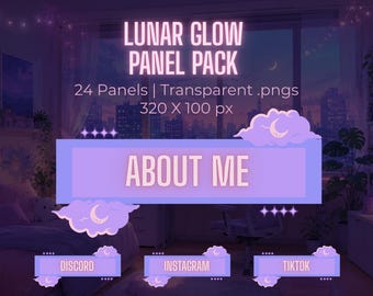 Lunar Glow Twitch Panel Paket | Lofi Moon Stream Grafiken (Digitaler Download)