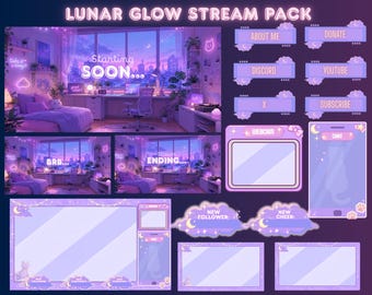 Mondschein-Stream-Paket | LOFI-Mondstromgrafiken (Digitaler Download)