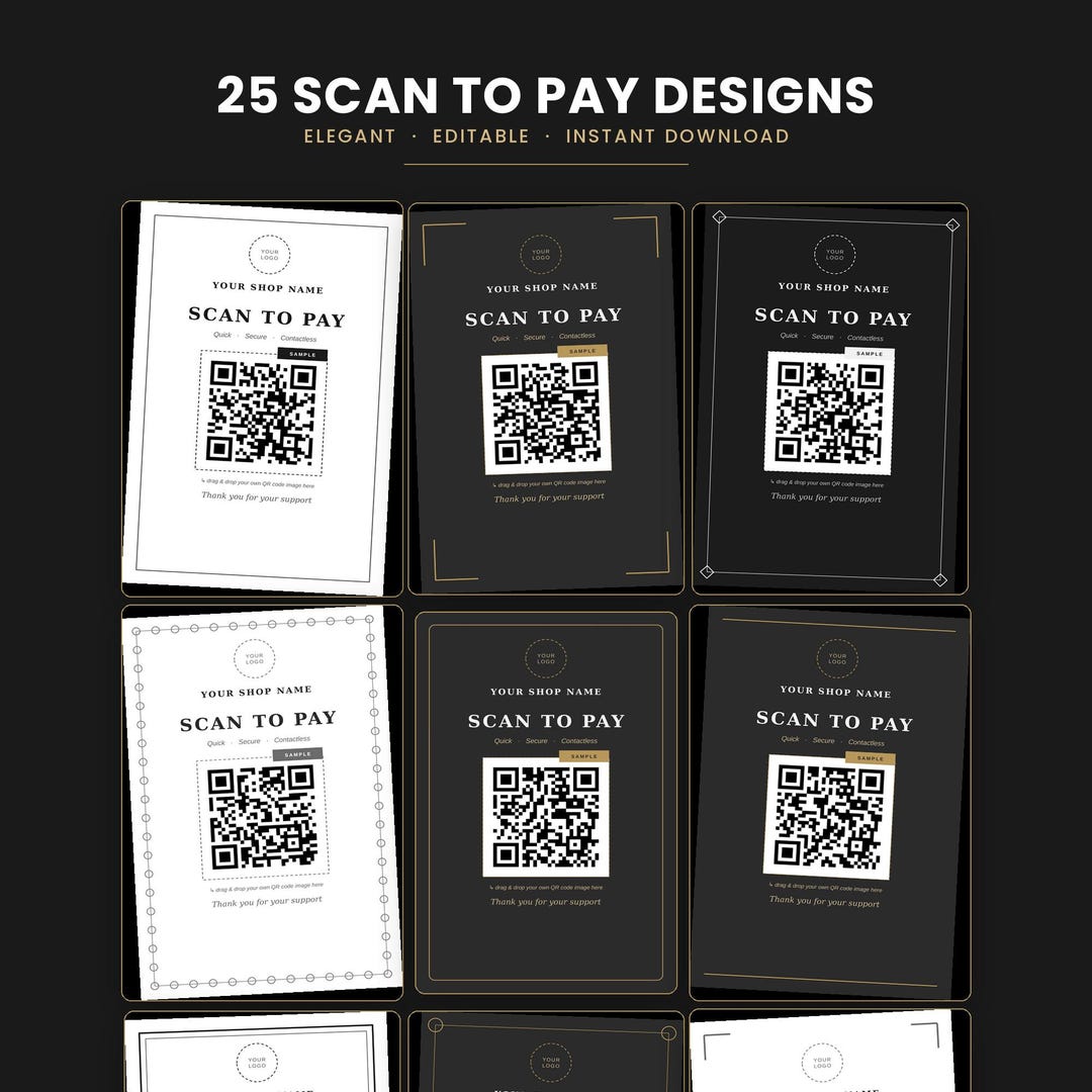 Scan to Pay Sign Template | 25 Editable QR Code Designs | Elegant ...