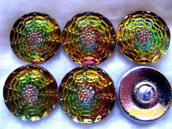 24K GOLD 27mm C 020 4 PCS CAT CZECH GLASS BUTTONS