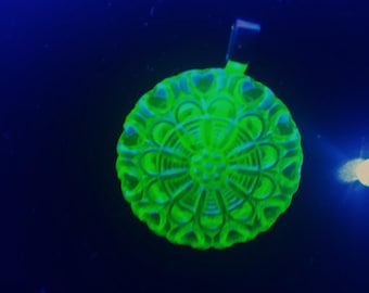 With UV tester key chain Czech Vaseline Glass  Necklace  AB Finish  27mm  with 925 snake chain Neck 022